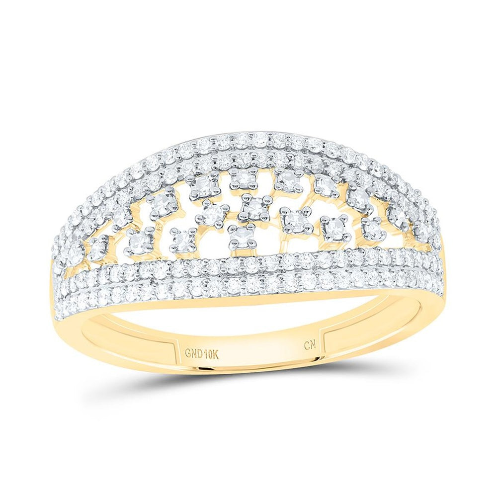 Yellow Gold Round Diamond Ring - 3/8 Carat Total Diamond Weight