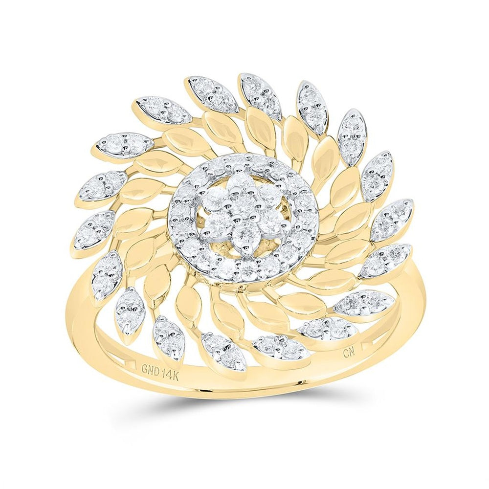 Yellow Gold Round Diamond Ring - 3/8 Carat Total Diamond Weight