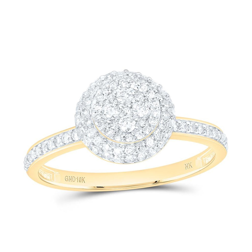Yellow Gold Round Diamond Ring - 3/8 Carat Total Diamond Weight