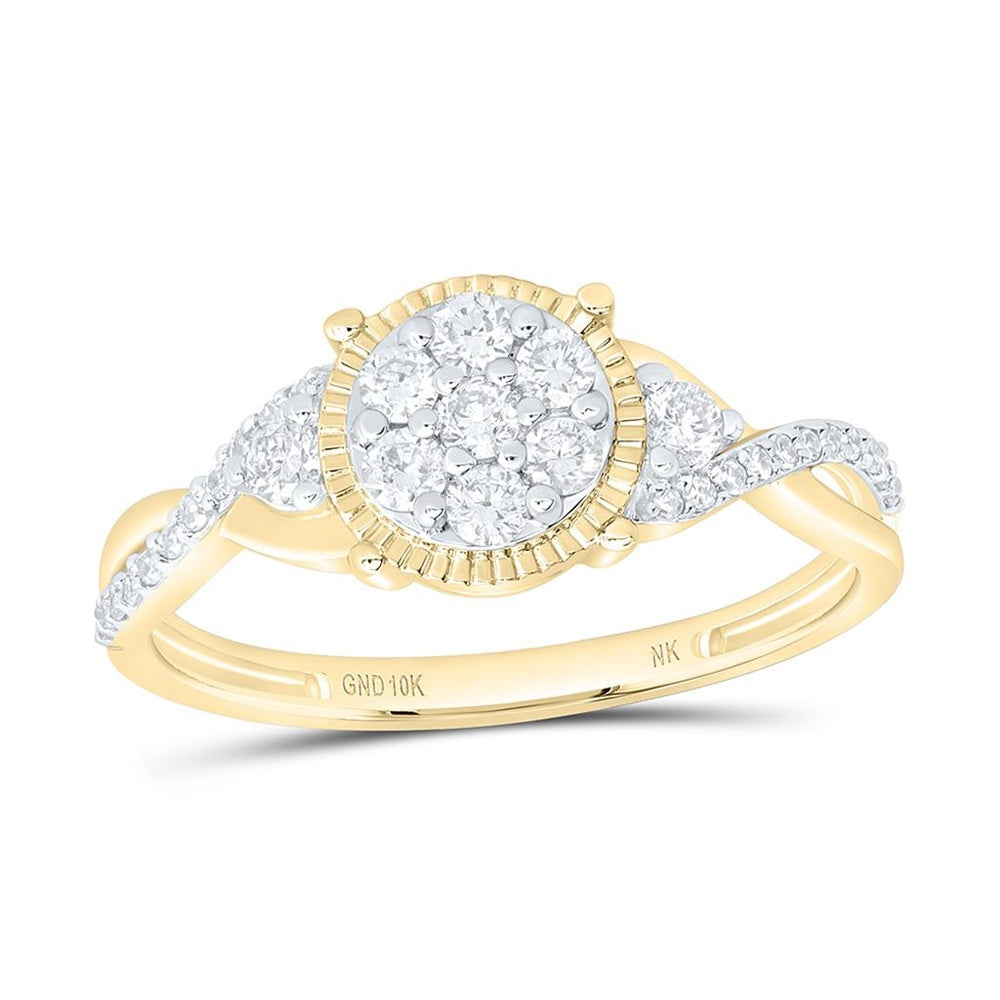 Yellow Gold Round Diamond Ring - 3/8 Carat Total Diamond Weight