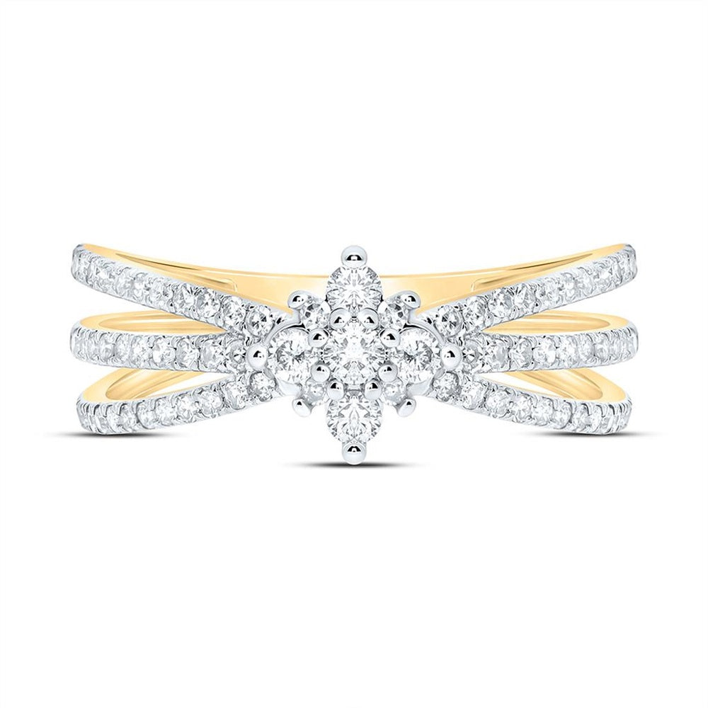 Yellow Gold Round Diamond Ring - 3/8 Carat Total Diamond Weight