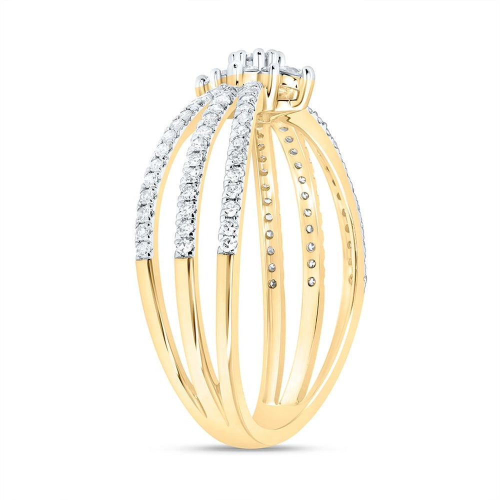 Yellow Gold Round Diamond Ring - 3/8 Carat Total Diamond Weight