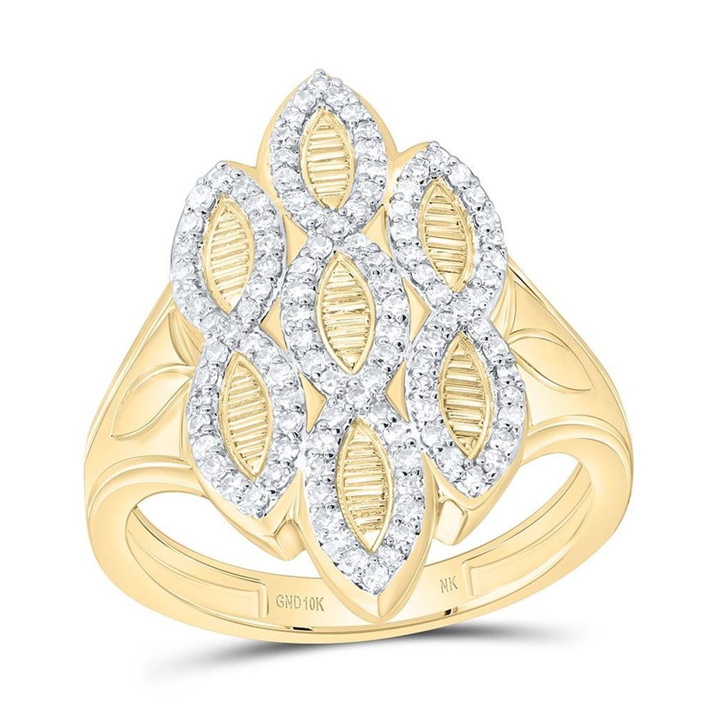 Yellow Gold Round Diamond Ring - 3/8 Carat Total Diamond Weight