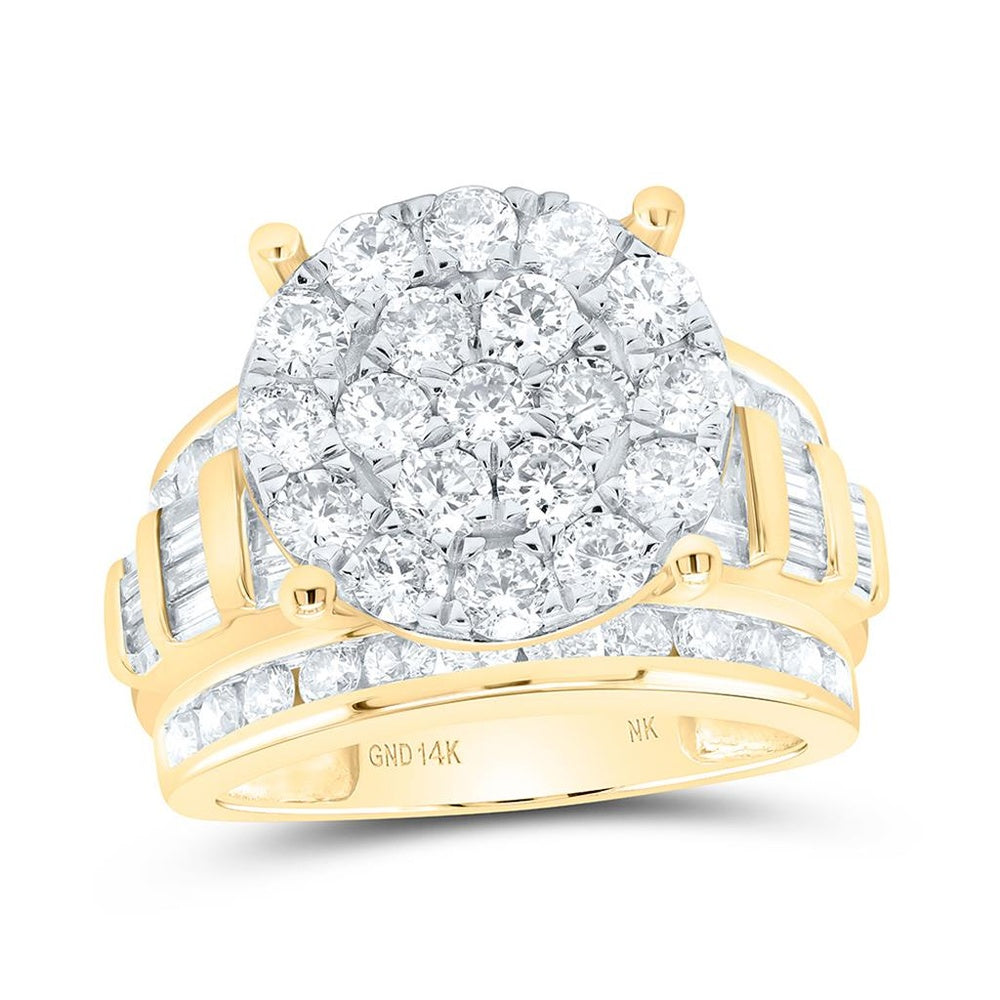 Yellow Gold Round Diamond Ring - 3 Carat Total Diamond Weight