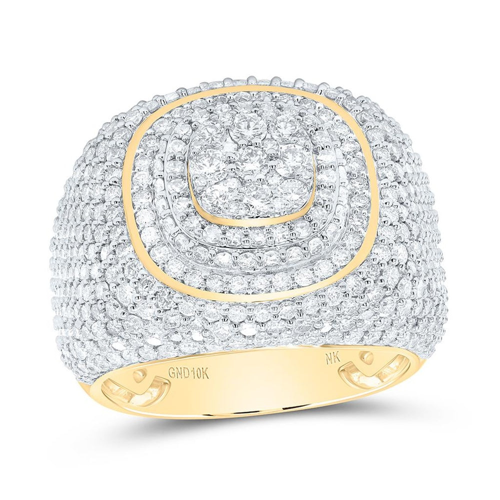 Yellow Gold Round Diamond Ring - 4 5/8 Carat Total Diamond Weight
