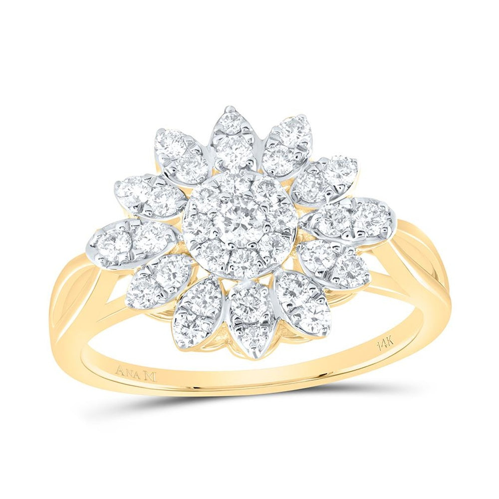Yellow Gold Round Diamond Ring - 5/8 Carat Total Diamond Weight