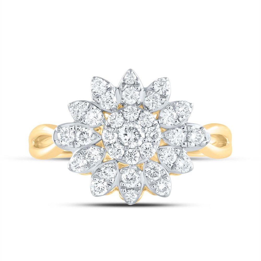 Yellow Gold Round Diamond Ring - 5/8 Carat Total Diamond Weight