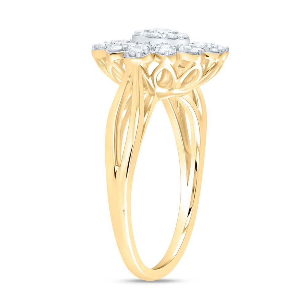 Yellow Gold Round Diamond Ring - 5/8 Carat Total Diamond Weight