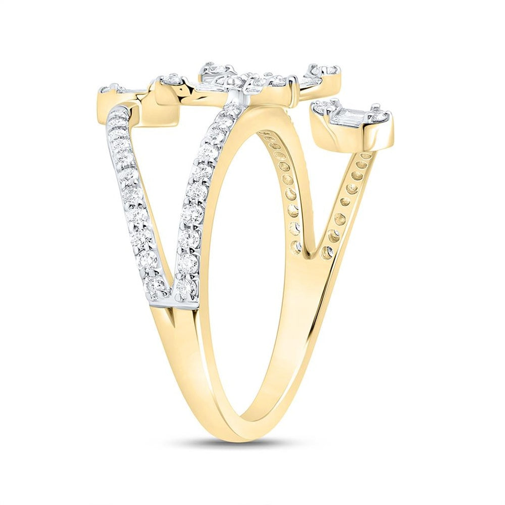 Yellow Gold Round Diamond Ring - 5/8 Carat Total Diamond Weight
