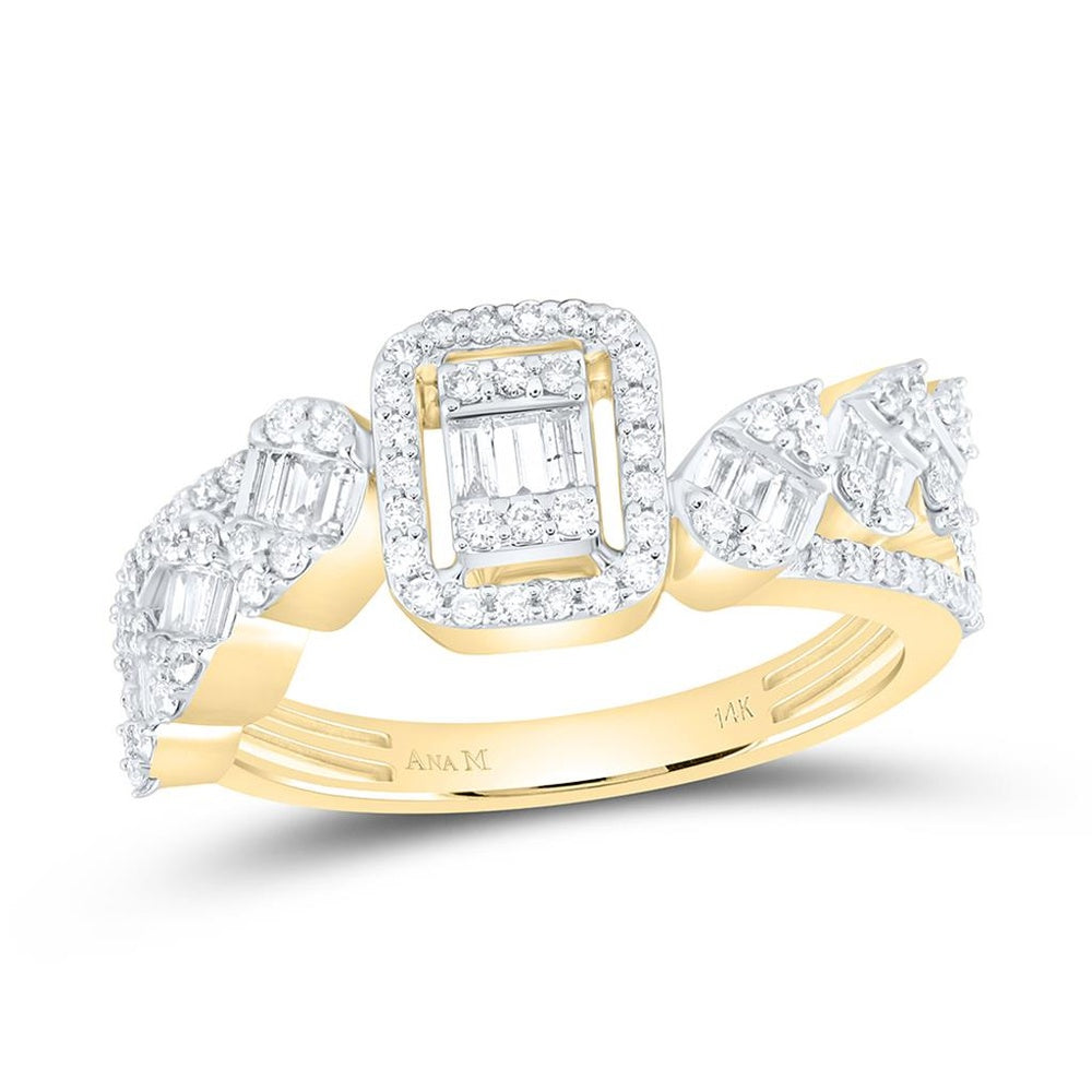 Yellow Gold Round Diamond Ring - 5/8 Carat Total Diamond Weight