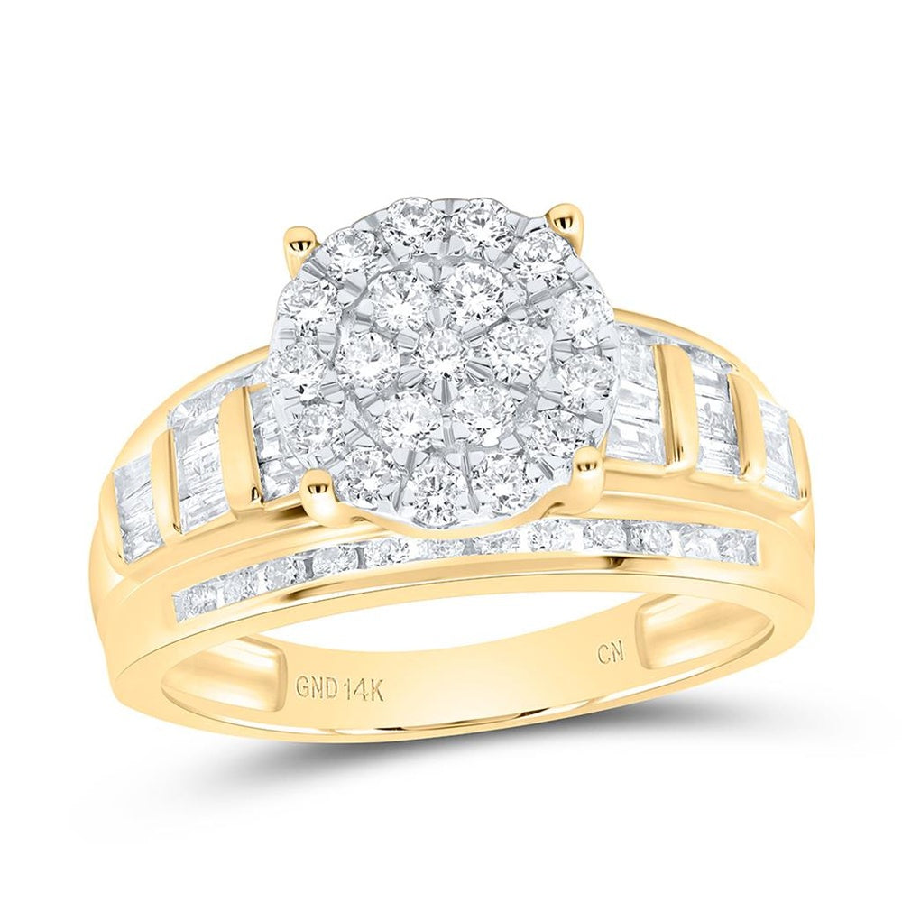 Yellow Gold Round Diamond Ring - 7/8 Carat Total Diamond Weight