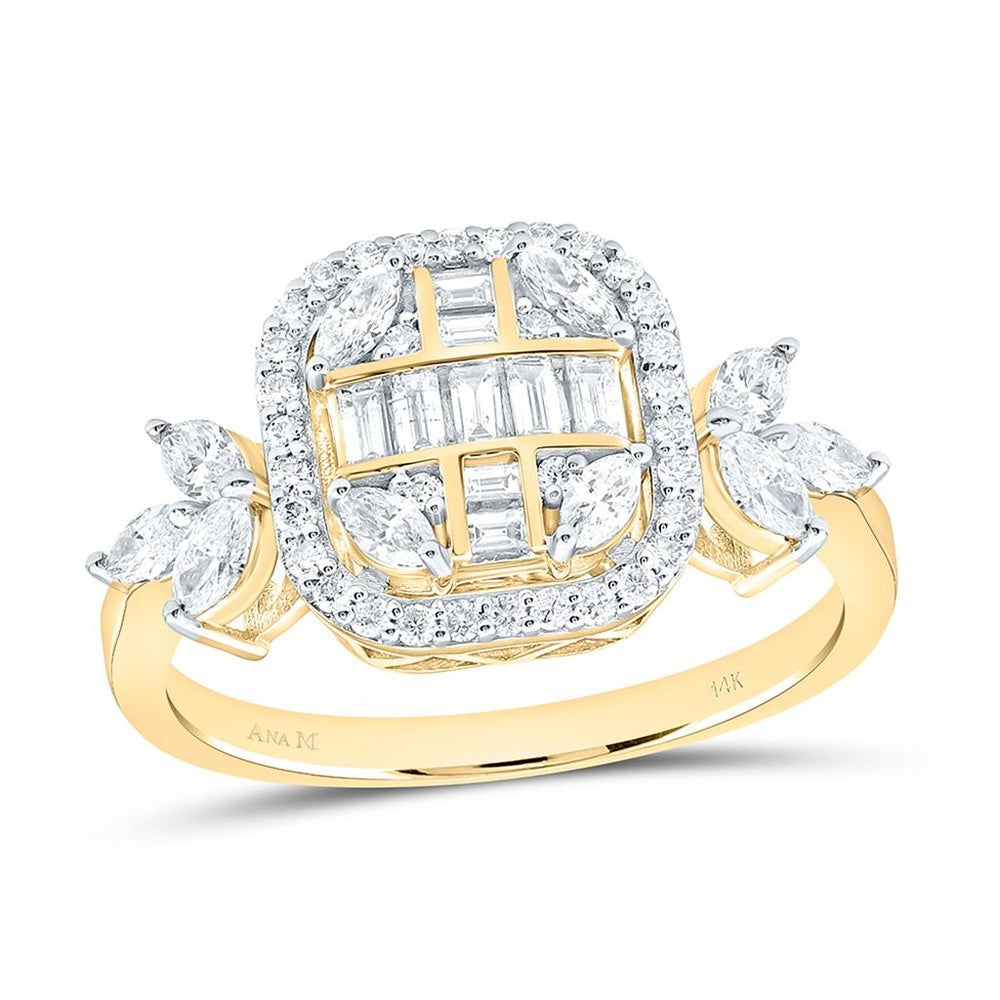 Yellow Gold Round Diamond Ring - 7/8 Carat Total Diamond Weight