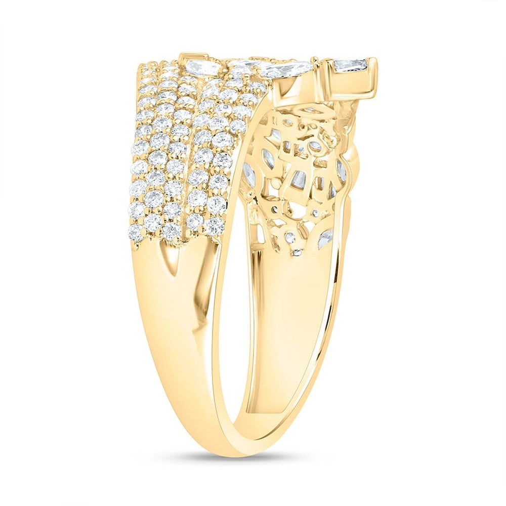 Yellow Gold Round Diamond Ring - 7/8 Carat Total Diamond Weight