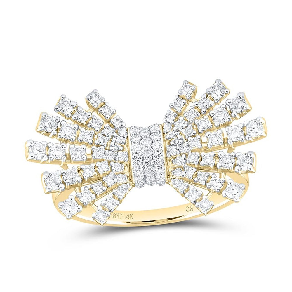 Yellow Gold Round Diamond Ring - 7/8 Carat Total Diamond Weight