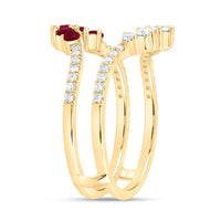 Yellow Gold Round Ruby and Diamond Ring - 1/2 Carat Total Gemstone Weight