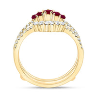 Yellow Gold Round Ruby and Diamond Ring - 1/2 Carat Total Gemstone Weight