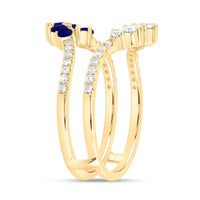 Yellow Gold Round Sapphire and Diamond Ring - 1/2 Carat Total Gemstone Weight