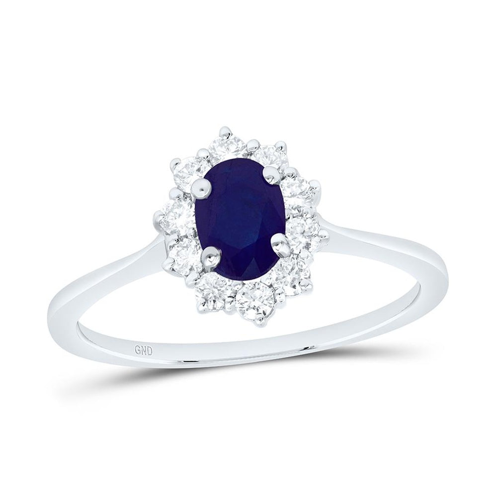 Yellow Gold Round Sapphire and Diamond Ring - 1/4 Carat Total Gemstone Weight
