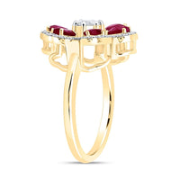 Yellow Gold Ruby and Diamond Heart Ring - 1/2 Carat Total Gemstone Weight