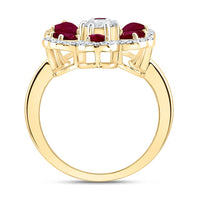 Yellow Gold Ruby and Diamond Heart Ring - 1/2 Carat Total Gemstone Weight