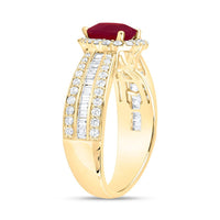 Yellow Gold Ruby and Diamond Heart Ring - 3/4 Carat Total Gemstone Weight