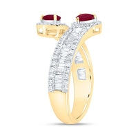 Yellow Gold Ruby and Diamond Heart Ring - 7/8 Carat Total Gemstone Weight