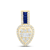 Yellow Gold Sapphire and Diamond Heart Pendant - 1/3 Carat Total Gemstone Weight