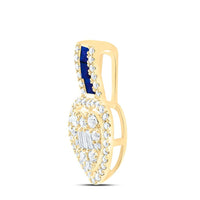 Yellow Gold Sapphire and Diamond Heart Pendant - 1/3 Carat Total Gemstone Weight