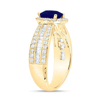 Yellow Gold Sapphire and Diamond Heart Ring - 3/4 Carat Total Gemstone Weight
