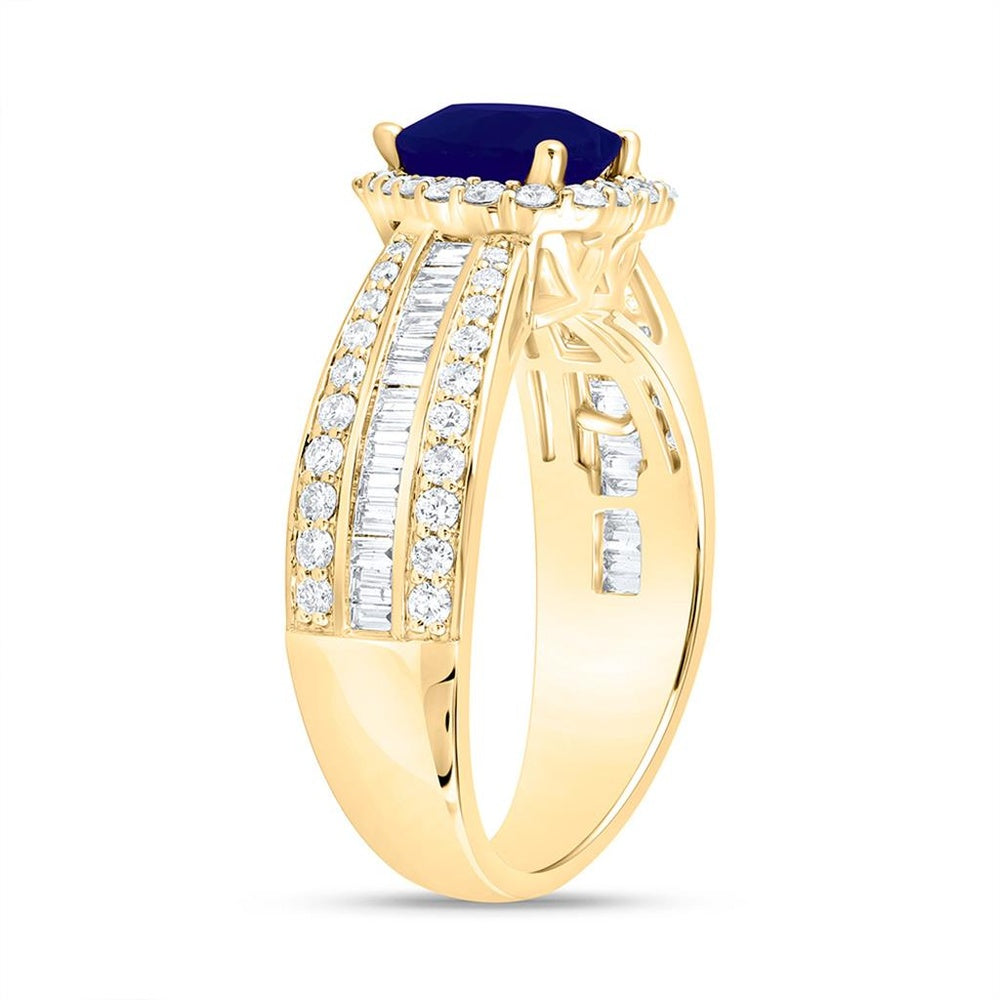 Yellow Gold Sapphire and Diamond Heart Ring - 3/4 Carat Total Gemstone Weight