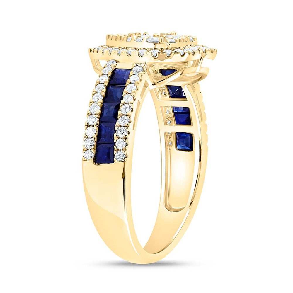 Yellow Gold Sapphire and Diamond Heart Ring - 5/8 Carat Total Gemstone Weight