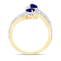 Yellow Gold Sapphire and Diamond Heart Ring - 7/8 Carat Total Gemstone Weight