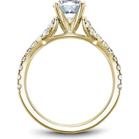 Yellow Gold Split Crossover Round Cut Diamond Engagement Ring with Pavé Band by Noam Carver<em> - Choose Your Center Diamond: 1 to 5 Carats, Sustainable Lab-Grown or Natural Earth-Mined</em>