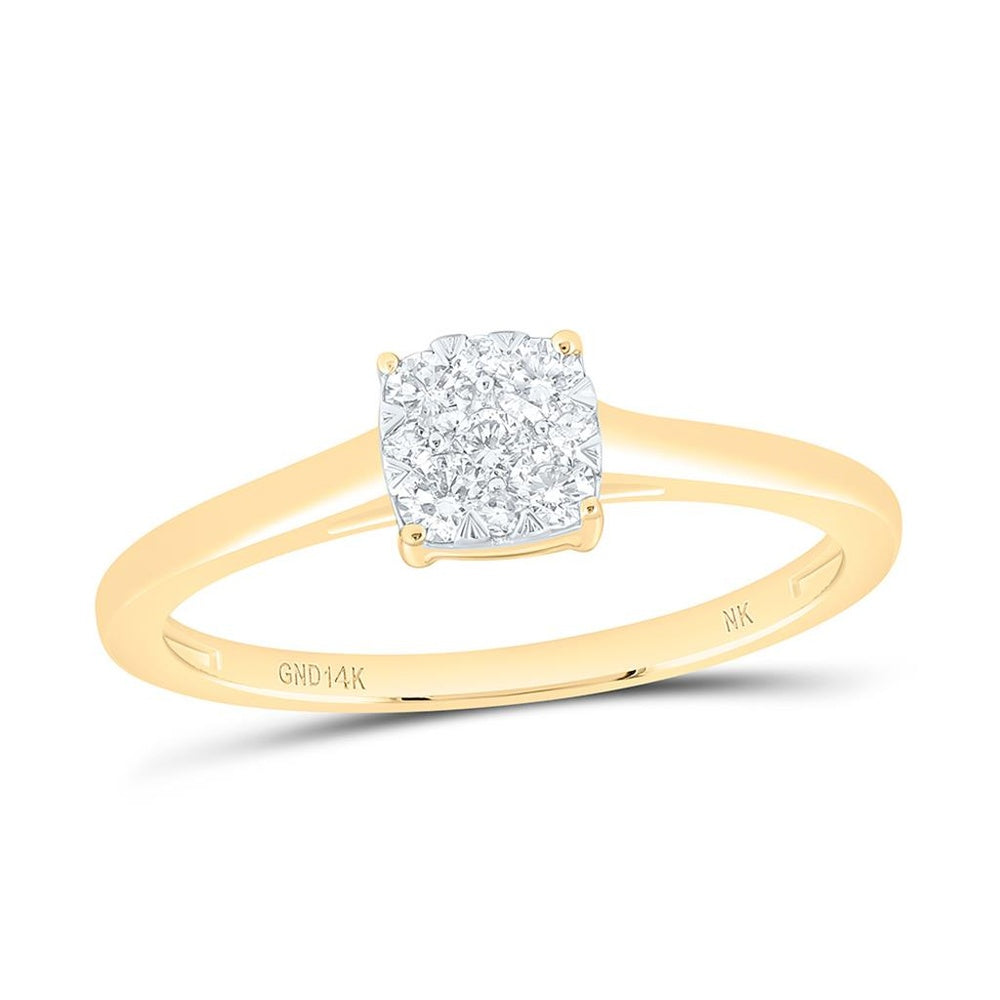 Yellow Gold Square Diamond Ring - 1/5 Carat Total Diamond Weight