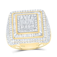 Yellow Gold Square Diamond Ring - 2 1/3 Carat Total Diamond Weight