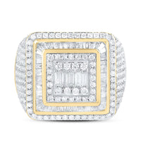 Yellow Gold Square Diamond Ring - 2 1/3 Carat Total Diamond Weight