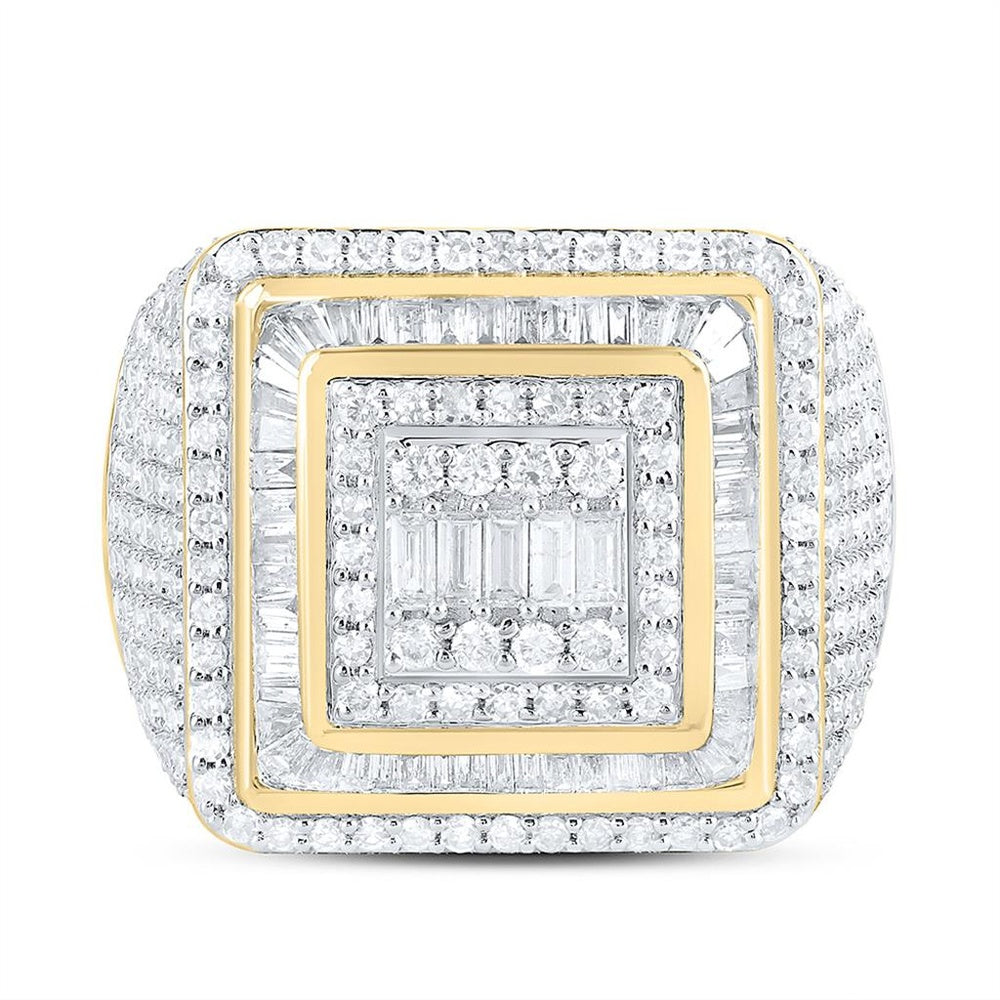 Yellow Gold Square Diamond Ring - 2 1/3 Carat Total Diamond Weight