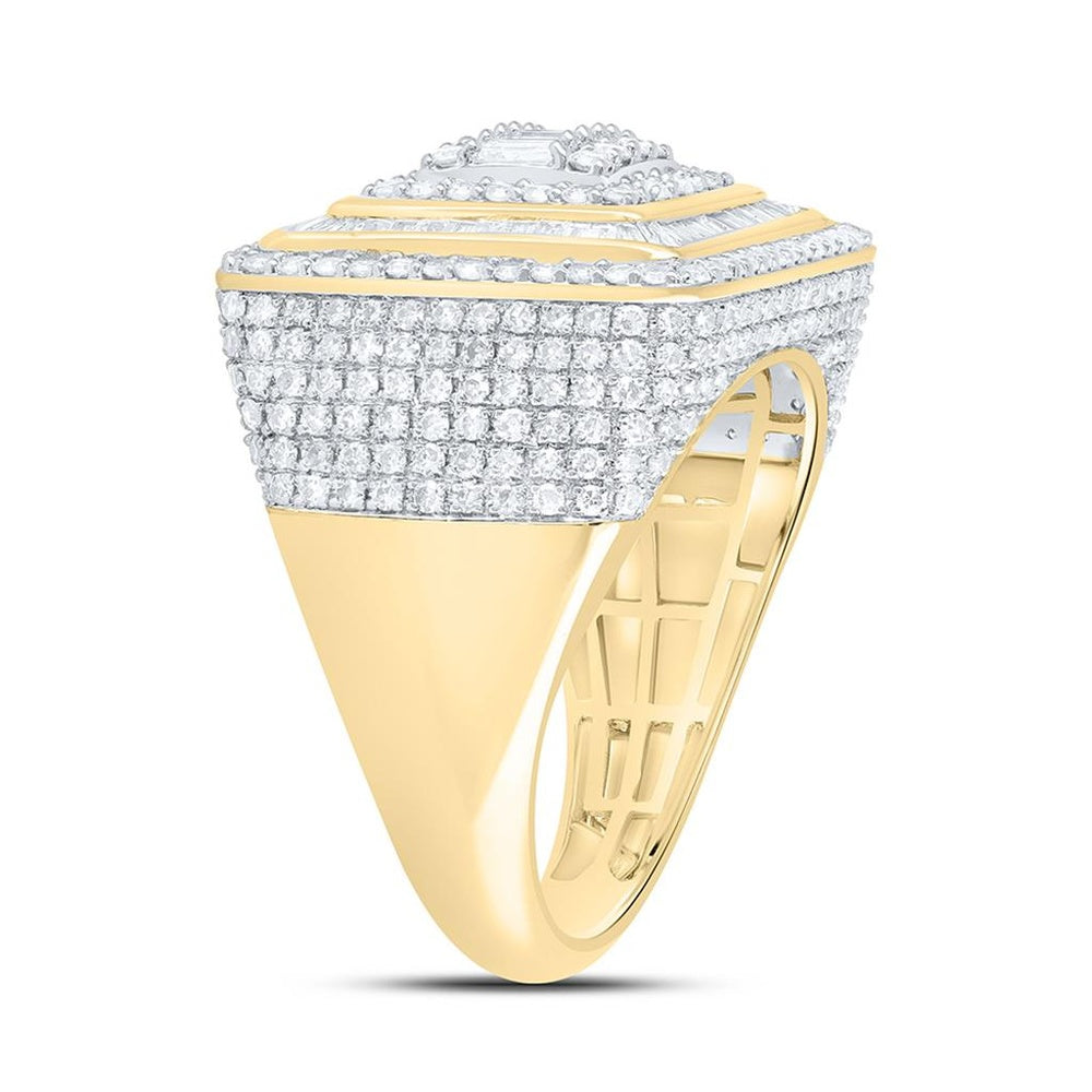 Yellow Gold Square Diamond Ring - 2 1/3 Carat Total Diamond Weight