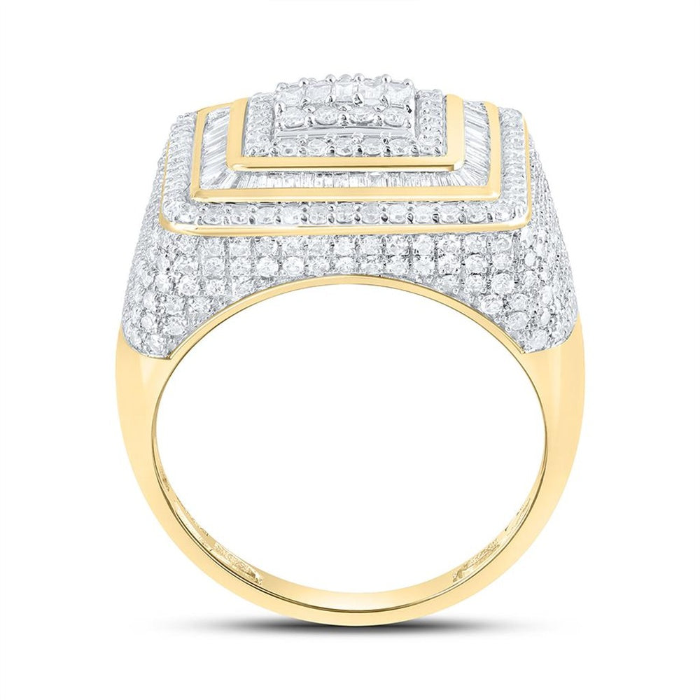 Yellow Gold Square Diamond Ring - 2 1/3 Carat Total Diamond Weight