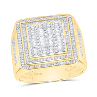 Yellow Gold Square Diamond Ring - 3/4 Carat Total Diamond Weight