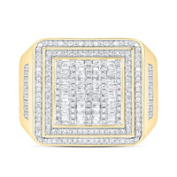 Yellow Gold Square Diamond Ring - 3/4 Carat Total Diamond Weight