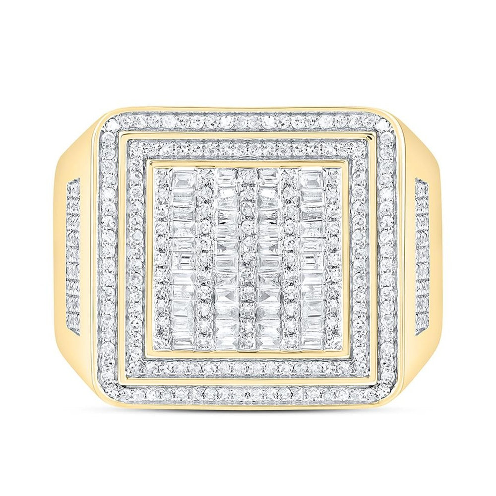 Yellow Gold Square Diamond Ring - 3/4 Carat Total Diamond Weight