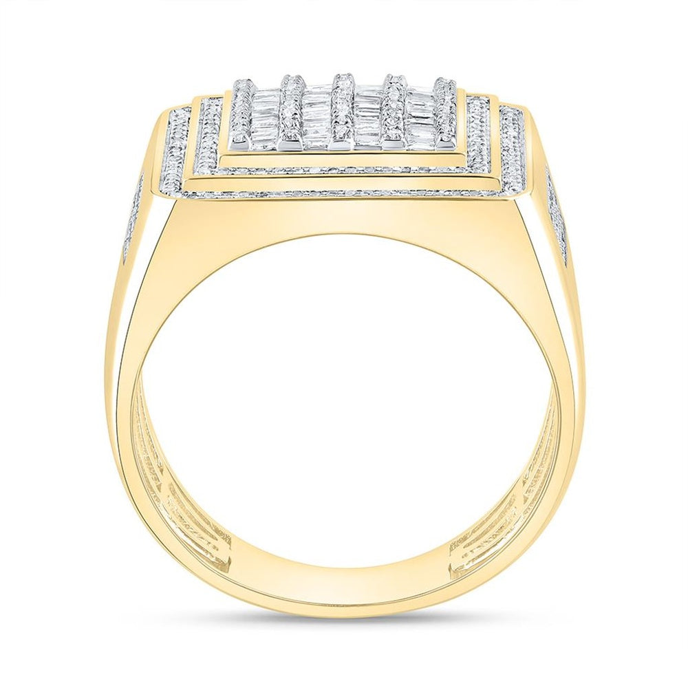 Yellow Gold Square Diamond Ring - 3/4 Carat Total Diamond Weight