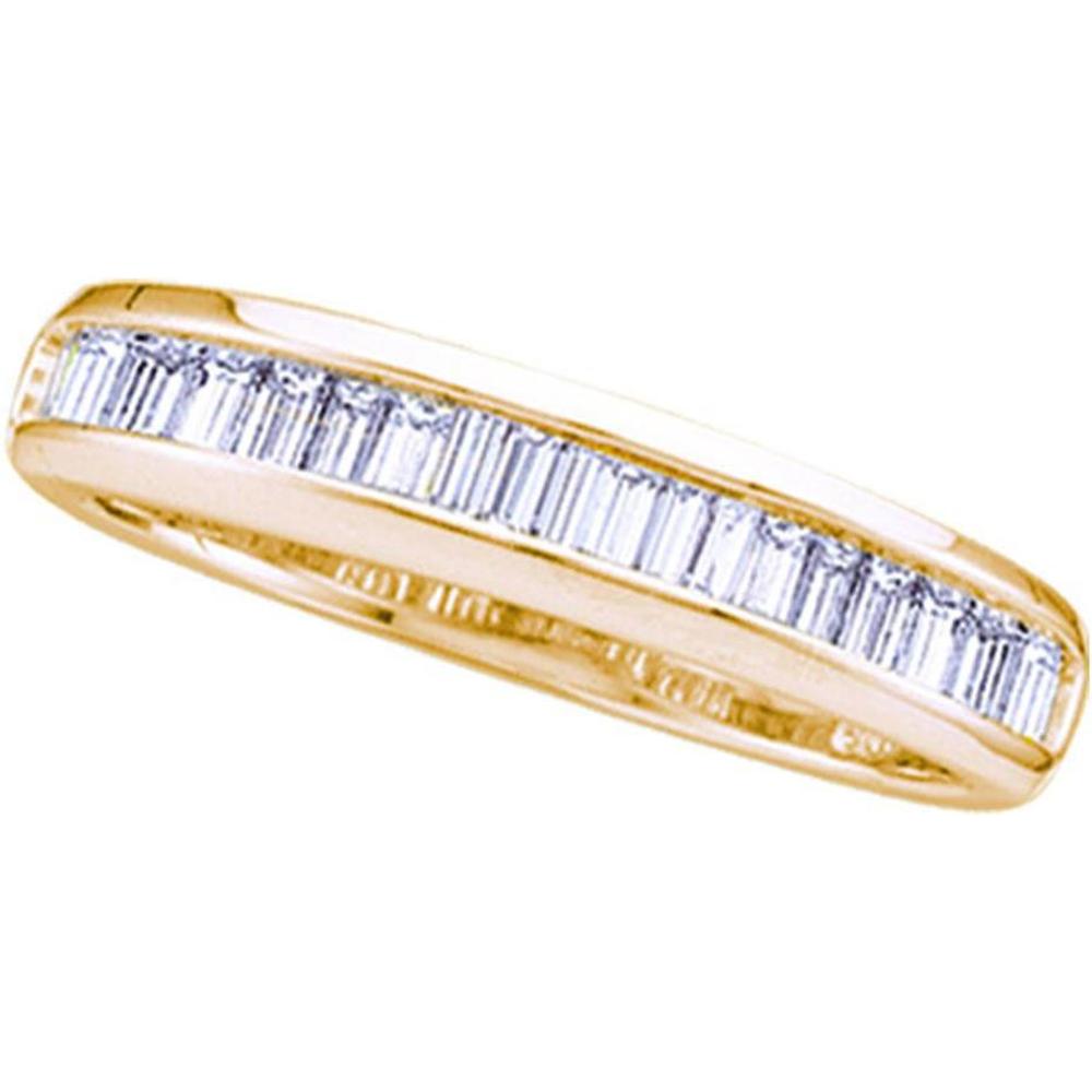 Yellow-Tone Sterling Silver Channel-Set Baguette Diamond Band - 0.25 Carat Total Diamond Weight