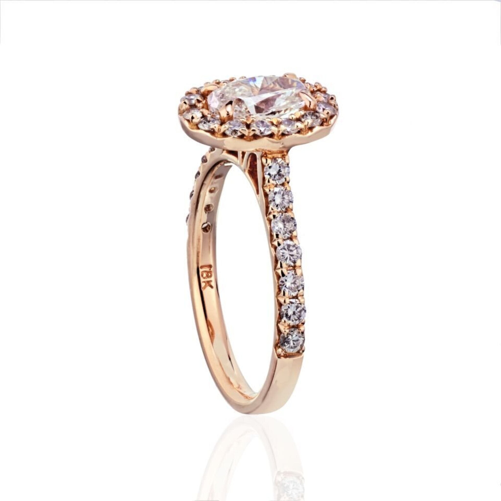 0.93 Carat Oval Diamond G/SI2 EGLA Halo Engagement Ring