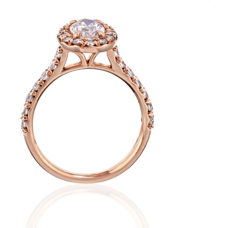 0.93 Carat Oval Diamond G/SI2 EGLA Halo Engagement Ring