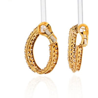 10.00 Carat Inside And Out 18K Yellow Gold Diamond Hoop Earrings