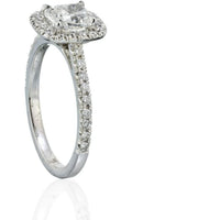1.06 Carat Cushion Cut Diamond G/VS2 GIA Halo Engagement Ring