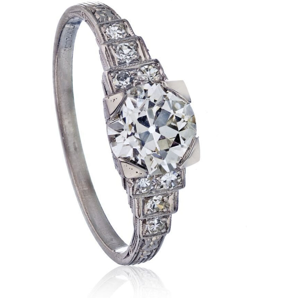 1.13 Carat Old European Cut Diamond I/VS2 GIA Vintage Engagement Ring