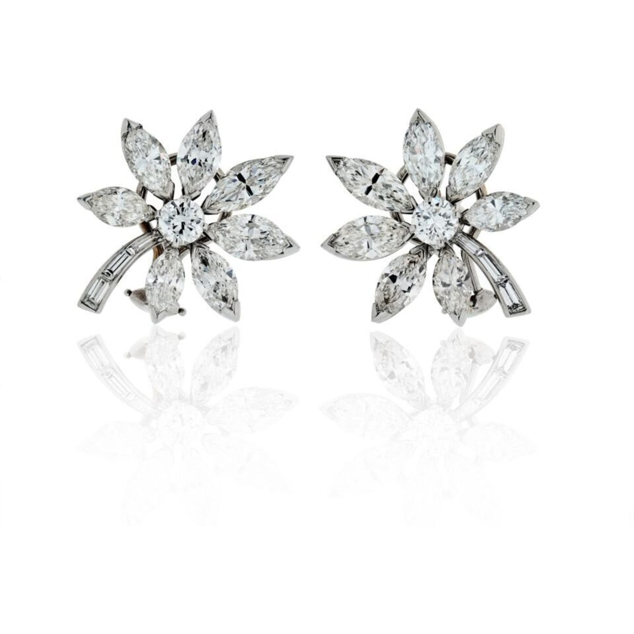 11.30 Carat Vintage Diamond Flower Earrings